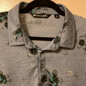 Travis Mathew Speed Runner Floral Golf Polo Blue Embroidered Logo XL Men’s.